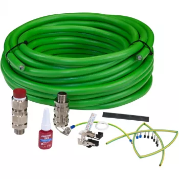 AXIS ASKDP03-T Armored - Network Cable - without plug to without plug - 10,0m - CAT 6 - outdoors - RAL 6018 - for AXIS Ex Connection Rail 4-port, EXTB-3, ExCam XF P1377, XPT Q6055