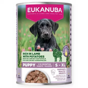 EUKANUBA Puppy Canine Wet Food 400 g - Adult Puppy Formula, Lamb & Potato