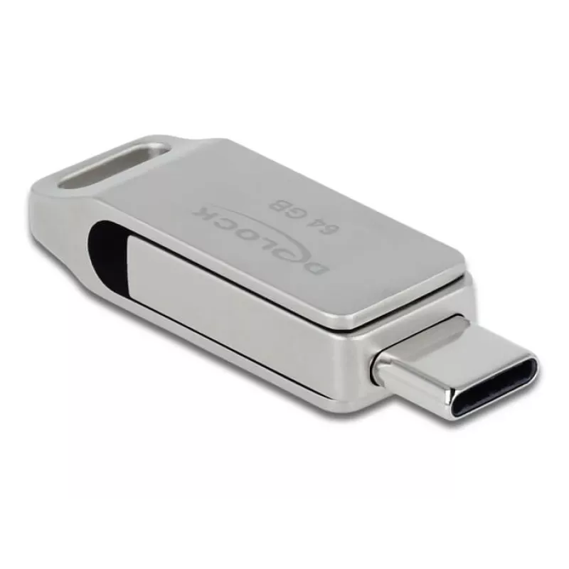 USB Flash Drive DeLOCK 64GB USB-C Type-A Swivel Metal Housing