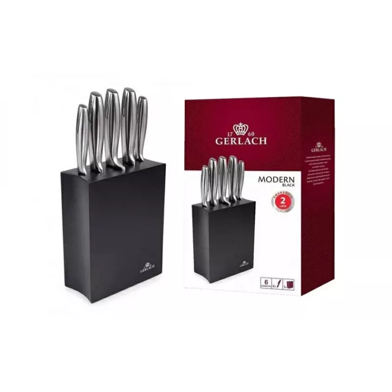 Kitchen Knife GERLACH Set of 5 in Block Modern Black