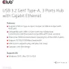 USB Hub CLUB3D USB 3.2 Gen1 Type-A 3 Ports with Gigabit Ethernet