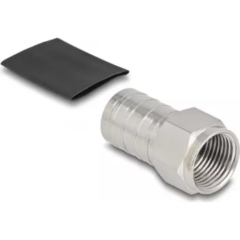 F crimp connector DELOCK 91779 for RG-6 cable with heat-shrink sleeve