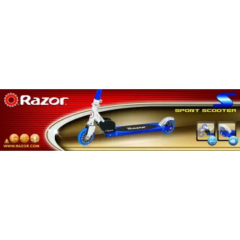 Razor S Sport Kick Scooter Blue - Lightweight Aluminum Frame, 200mm PU Wheels, Folding, for Ages 5+