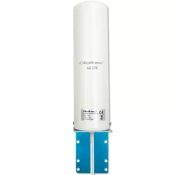 Outdoor omnidirectional 4G LTE antenna QOLTEC 57044, 5 dBi, 600–2700 MHz, 50 W, 50 Ω, white copper housing