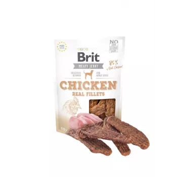 Dog snacks Brit Jerky Snack Chicken 80 g — adult dogs, sugar-free, protein 33%, fat 26%
