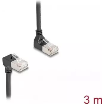 DeLOCK RJ45 Network Cable Cat.6A S/FTP Slim 90° 3 m Black