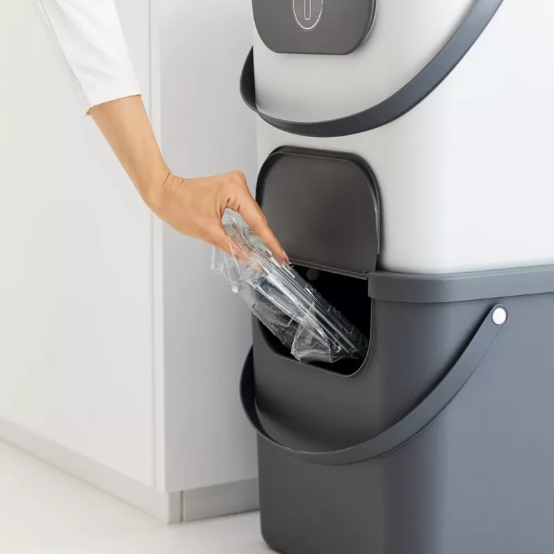 Rotho Albula rectangular plastic waste container 40 L, anthracite, technopolymer, 400×358×340 mm