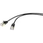 Renkforce RF-4538186 RJ45 Network Cable, Patch Cable CAT 8.1 F/FTP 0.50 m Black ultra-thin, Gold-Plated Plug Contacts 1 pc(s) (RF-4538186)