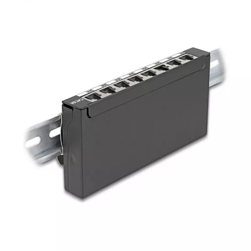 Patch panel DELOCK Mini Desktop RJ45 8-port Cat.6A shielded black for table, wall or DIN rail
