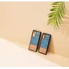 Smartphone case man and wood Galaxy Note 20 denim black — protective denim-style cover