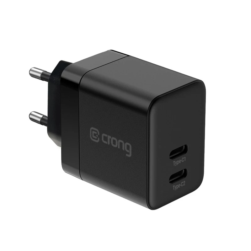 Crong wall charger Ultra Compact GaN 35W PD 3.0 2x USB-C (black)