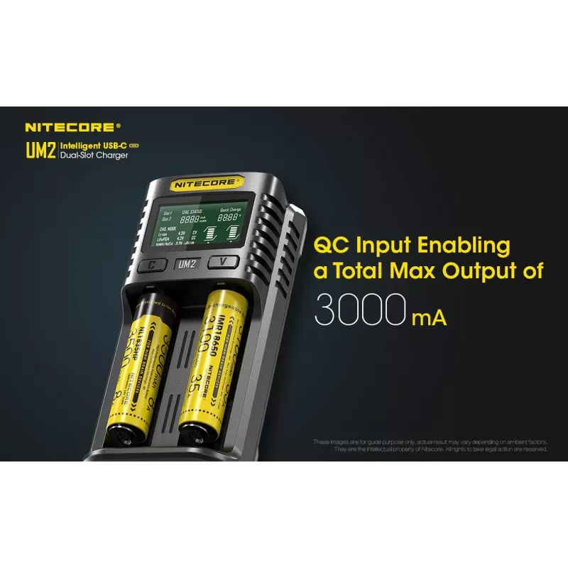 Nitecore UM2 battery charger Household battery DC Lithium-Ion Nickel-Cadmium
