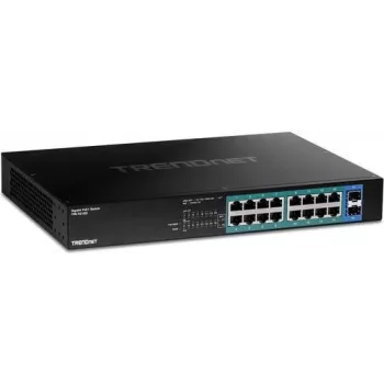 TRENDnet TPE TG182 - Switch - 16 x 10/100/1000 (PoE+) + 2 x SFP - rack-mountable - PoE+ (240 W)
