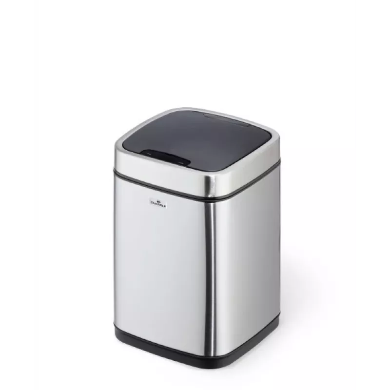 Trash Can Durable NO TOUCH 6L Rectangular Stainless Steel Silver Black