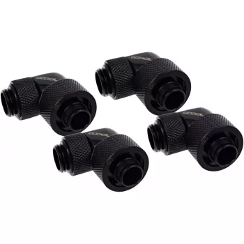 Eiszapfen 16/10mm Screw-In Fitting 90° Rotatable G1/4, black connector, for soft tubing (PVC, Silicone, Neoprene)