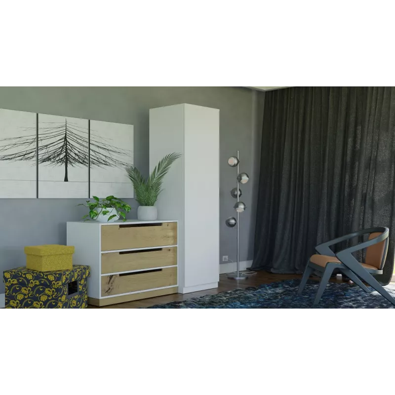 Wardrobe Top e Shop SD-50 BI with 5 shelves, 1 door, white frame