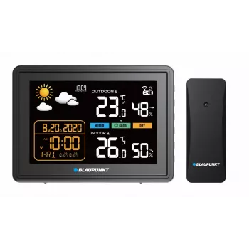 Weather station BLAUPUNKT WS30BK with wireless outdoor sensor, color LCD, clock, alarm, barometer, °C, 1 sensor