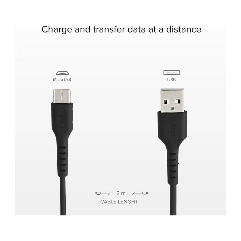 SBS TECABLEMICRO2K 2m USB A Micro-USB B Male Male Black USB Cable (TEKabelMICRO2K)
