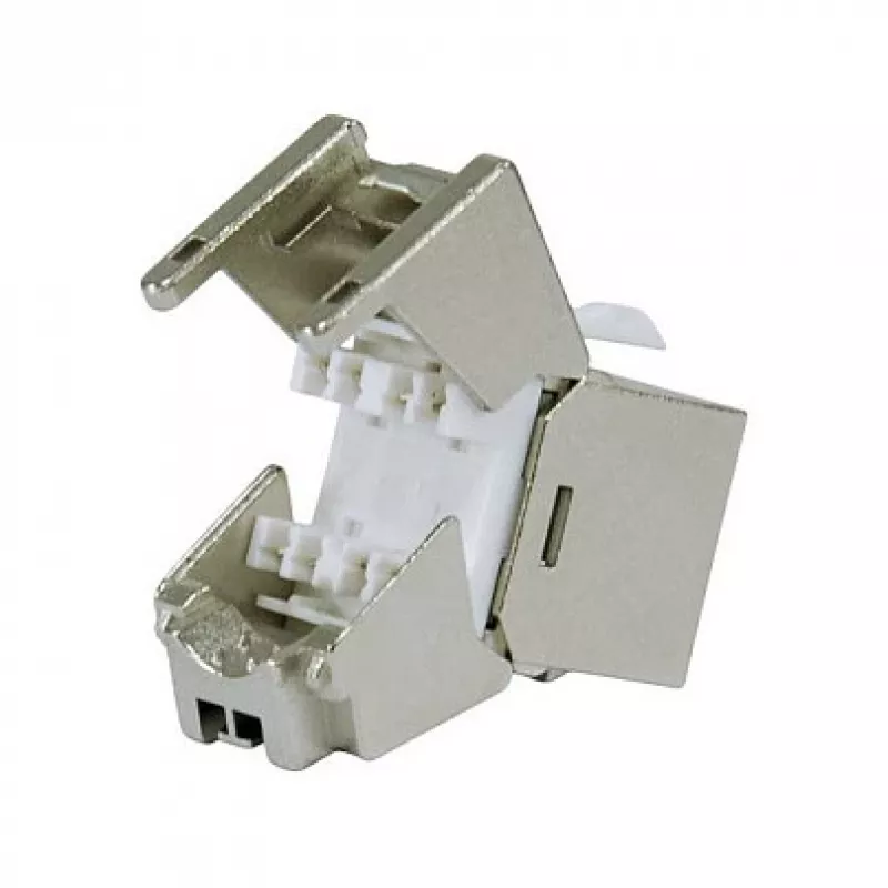 Shielded Cat.6A Slim Keystone Jack, EQUIP 767223, Toolfree, RJ-45, Flat, Silver, 8 pcs
