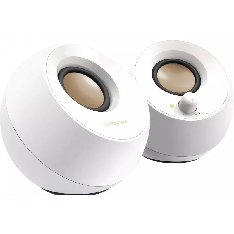 Creative Pebble 2.0 Desktop Stereo Speakers, White