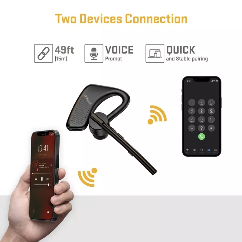 Wired/Bluetooth Handsfree Set YENKEE YHF F20BK — headset and inline mic for calls and audio