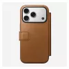 Folio phone case Nomad Modern Leather Folio for iPhone 17 Pro, leather + aluminium, 6.3 inch (16 cm), Tan, 3 card pockets