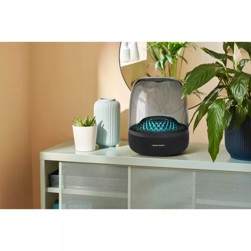 Portable wireless speaker Harman/Kardon Aura Studio 4 — 100 W, 3 drivers, 45–20000 Hz, Black/Transparent