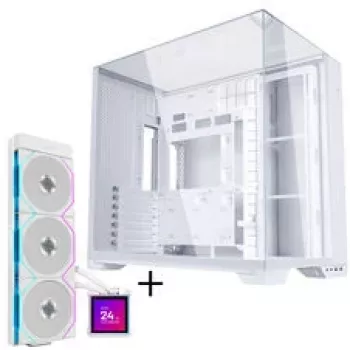 Lian Li O11 Vision Compact Enclosure Bundle + HydroShift II LCD-S 360TL AiO - White