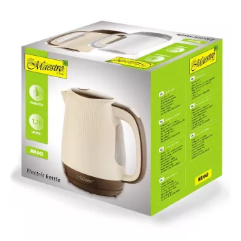 Feel-Maestro MR042 beige electric kettle 1.7 L Beige, Brown 2200 W