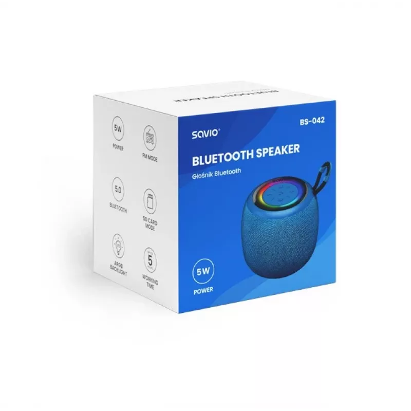 Savio BS-042 Altoparlante Blu Wireless 5 W