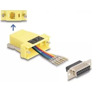 DELOCK D-Sub 15 pin female to RJ12 female assembly kit, yellow