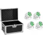 LED PAR Light set EUROLITE Silent PAR 6 QCL Floor — 4 units with transport case