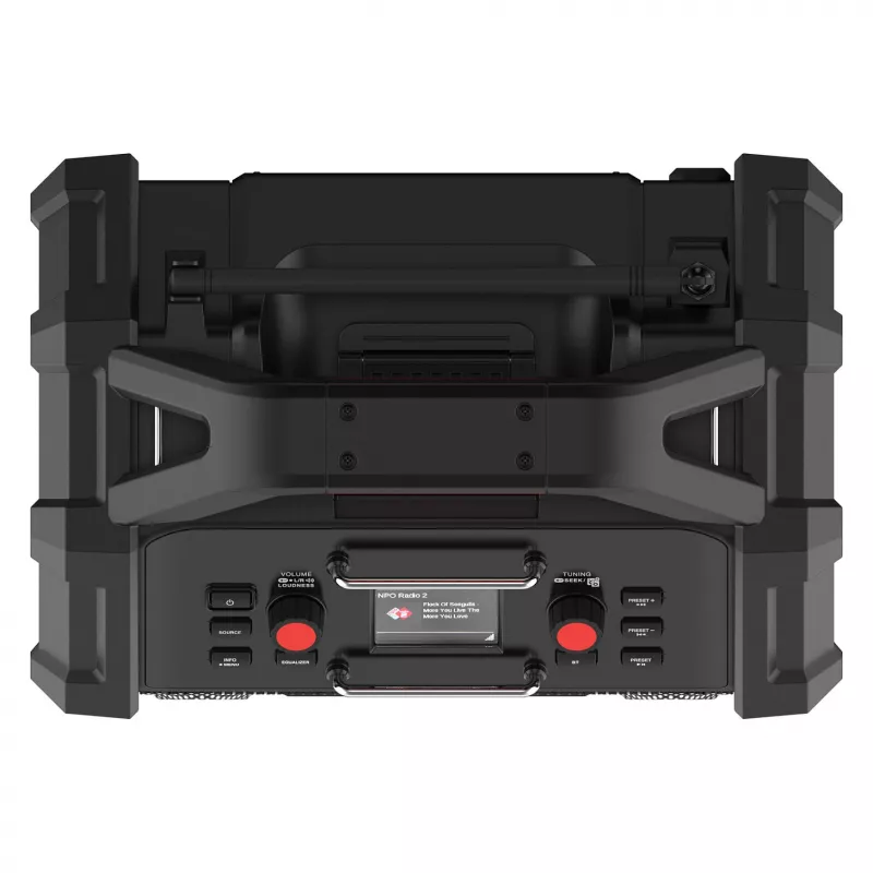 Portable Construction Radio PerfectPro ROCKTAGON 18V — battery powered jobsite radio