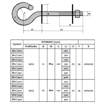 Hanging Hook Screw Extralink EX.6464 16/200mm — metal ceiling/wall anchor for cable management