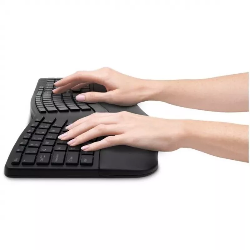 Kensington ProFit Ergo Wireless Keyboard FR, Full-size (100%), Wired & Wireless, RF Wireless + USB, AZERTY, Black