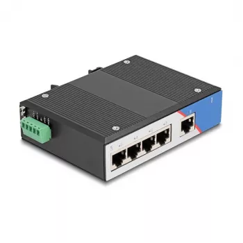 Ethernet Switch DELOCK 80162 — 5‑port Gigabit RJ45 for DIN rail mounting