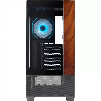 Cooler Master Elite 690 PC-Enclosure, Midi-Tower, ATX, Tempered Glass - 4x ARGB-Fan, Wood, black