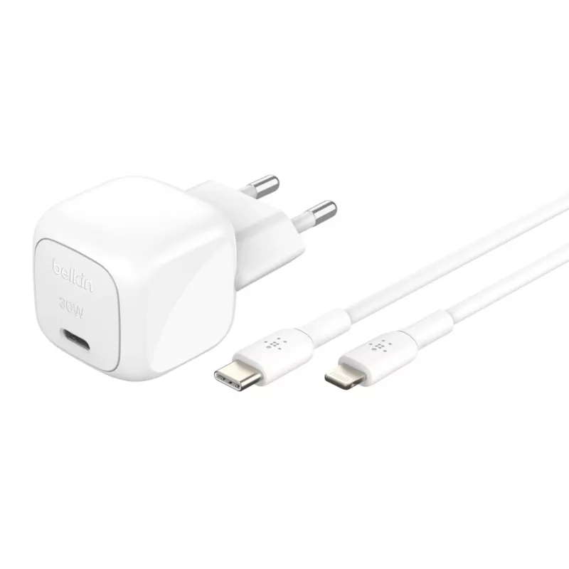 30W USB-C Charger Belkin WCA008KQ1MWH-B5 PD PPS, compact power adapter for phones and tablets
