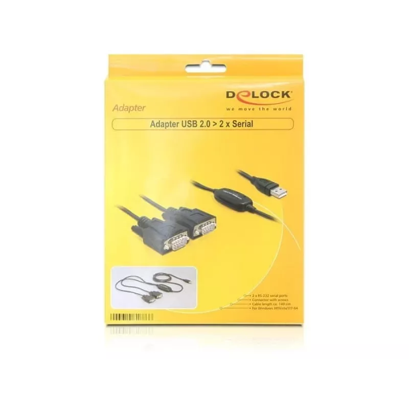 Serial Cable DeLOCK 2x RS232/USB 2.0 Black 61886