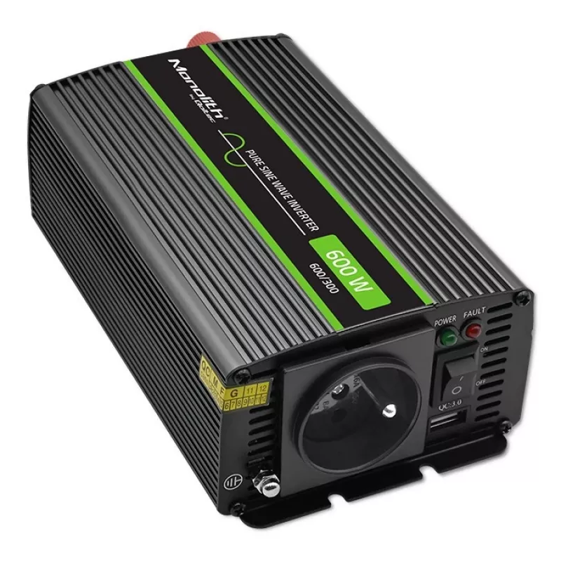 Qoltec Monolith power adapter/inverter Auto 600 W Black