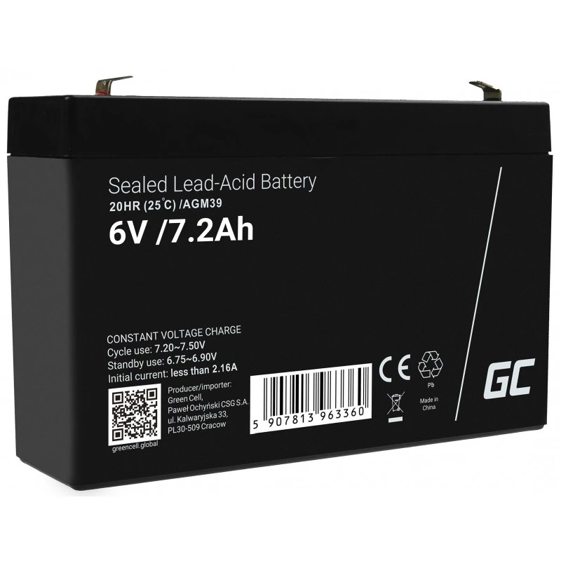 Green Cell AGM39 industrial rechargeable battery 7200 mAh 6 V