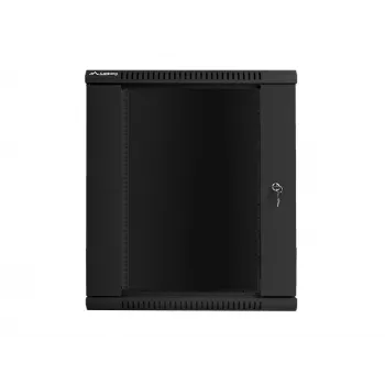 Lanberg WF01-6615-10B 19 inch 15U Wall-Mount Rack Cabinet 600x600mm Black with Glass Door