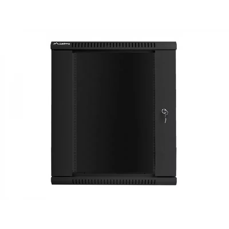 Lanberg WF01-6615-10B 19 inch 15U Wall-Mount Rack Cabinet 600x600mm Black with Glass Door