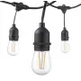VISIONAL Led garden string lights with 15 E27 sockets, 15 m length, 1 m spacing, black cable (H05VV-F 2x0.75)