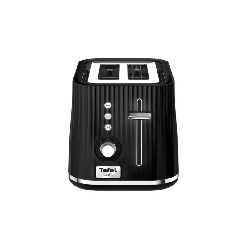 Toaster Tefal Loft 2S TT761838 — 2-slice, 7 browning levels, defrost/reheat, removable crumb tray, black