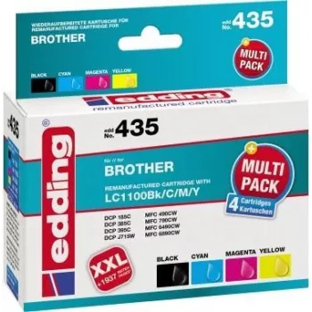 edding printer cartridges EDD-435 black, cyan, magenta, yellow compatible with brother LC-1100BK/C/M