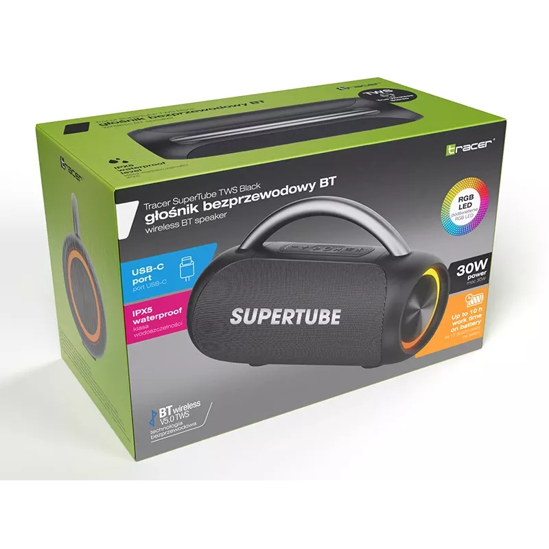 TWS earbuds TRACER SuperTube TRAGLO47727 Bluetooth, in-ear, black