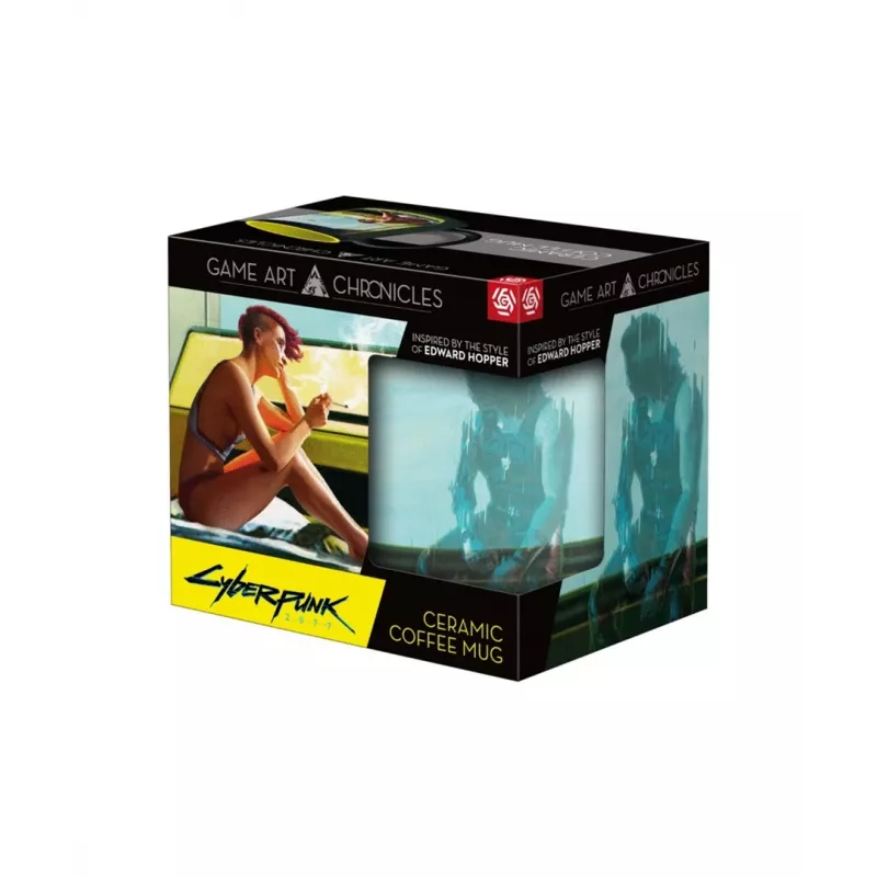 Heat Reveal Mug Good Loot Cyberpunk 2077 Game Art Chronicles - V & Edward Hopper 450 ml Black, Yellow