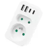 Power splitter MACLEAN MCE249 F/W — 2x mains sockets (16A + 6A) and 4x USB (2x A, 2x C PD 20W)