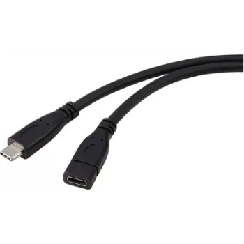 Renkforce USB Cable USB 3.2 Gen1 USB-C® Plug, USB-C® Socket 1.00 m Black RF-5720414 (RF-5720414)